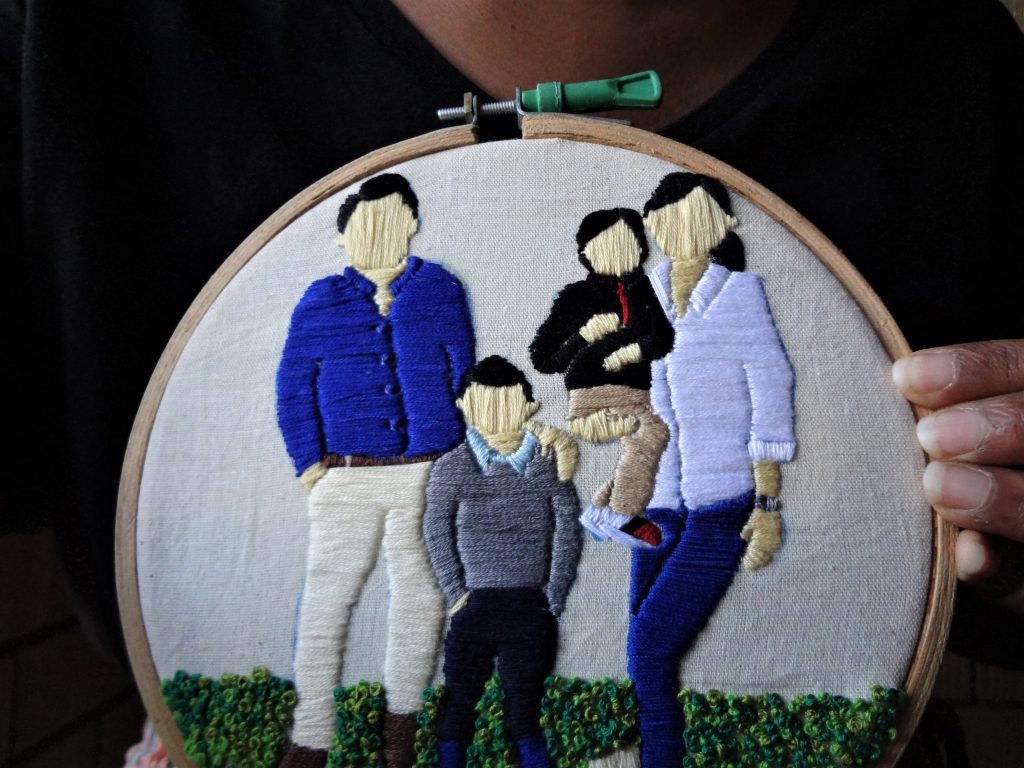 Family portrait embroidery