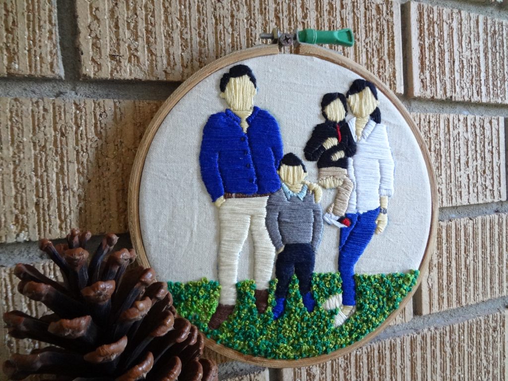 Embroidered family portrait 